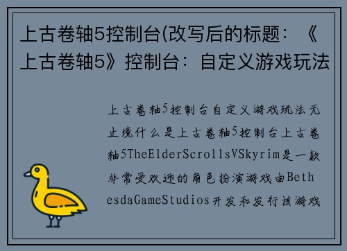 上古卷轴5控制台(改写后的标题：《上古卷轴5》控制台：自定义游戏玩法无止境)